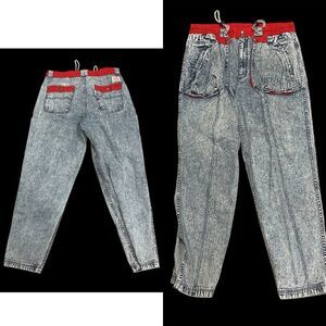 Vtg 80s LEVI'S Sport Acid Wash Tapered Denim Blue Jeans large X30”L High Rise